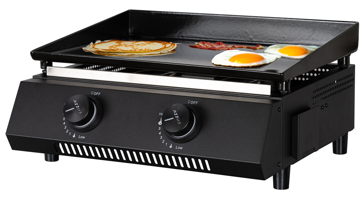 Plancha grill 400 støpejern 2 brennere 49 cm - Cozze bakside