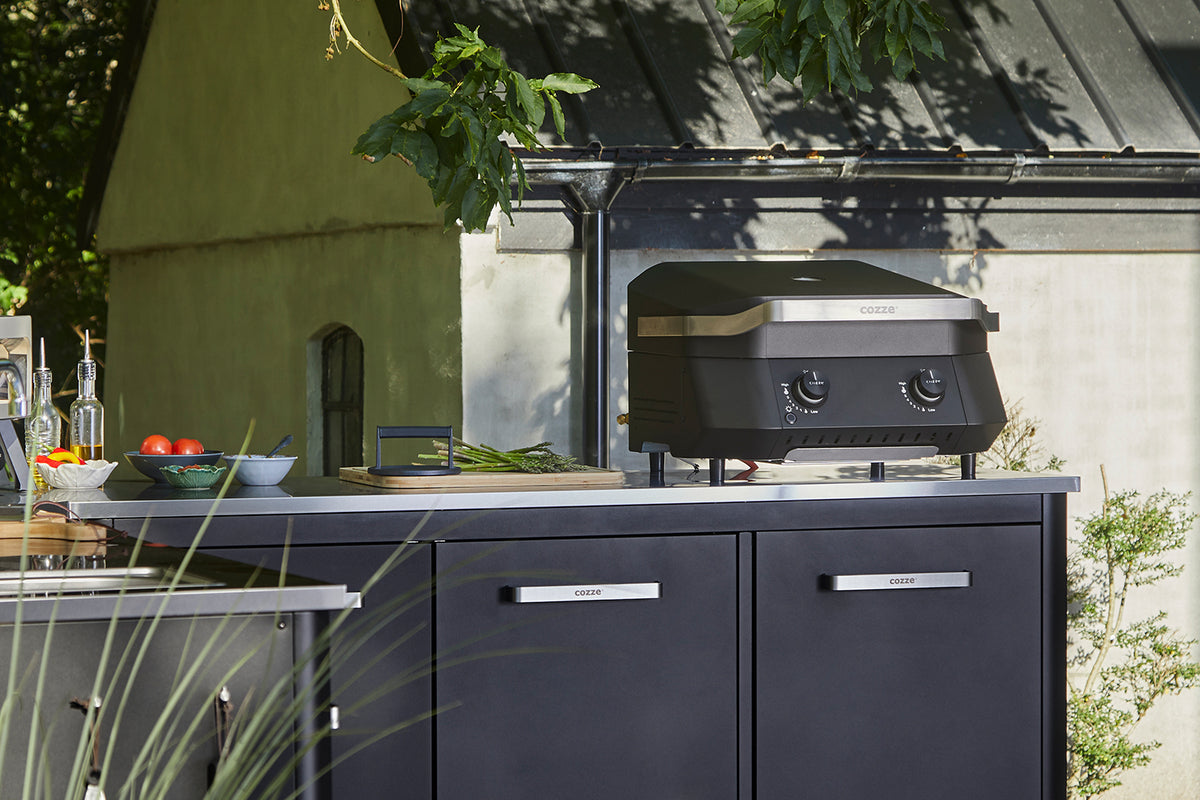 Plancha grill 500 støpejern 2 brennere med lokk - Cozze detalj av brennere