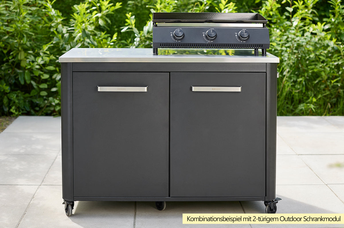 Detalj av Plancha grill 700 støpejern 3 brennere 66,5 cm - Cozze emaljert støpejernsplanke