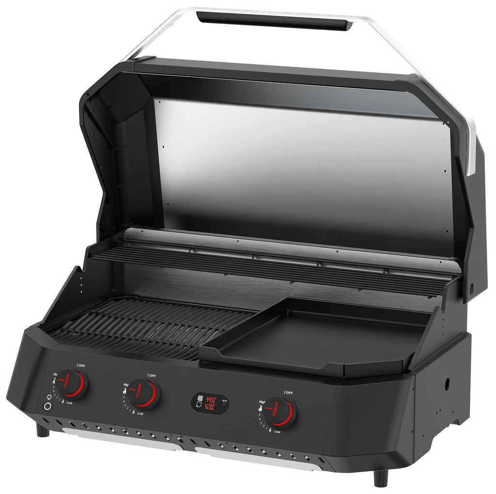 Plancha grill G-800 Combo med grillrist 3 brennere LED-belysning på kontrollknapper