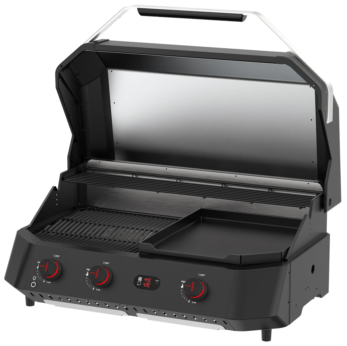 Plancha grill G-800 Combo med grillrist 3 brennere LED-belysning på kontrollknapper