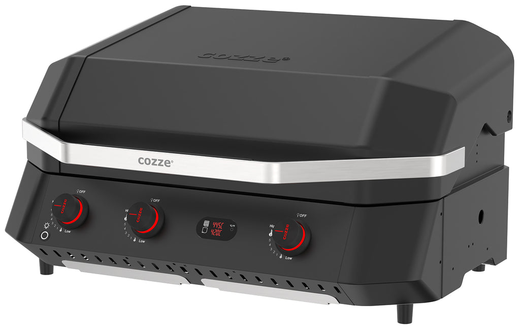 Plancha grill G-800 Combo med grillrist 3 brennere 30 mbar - Cozze digital temperaturvisning