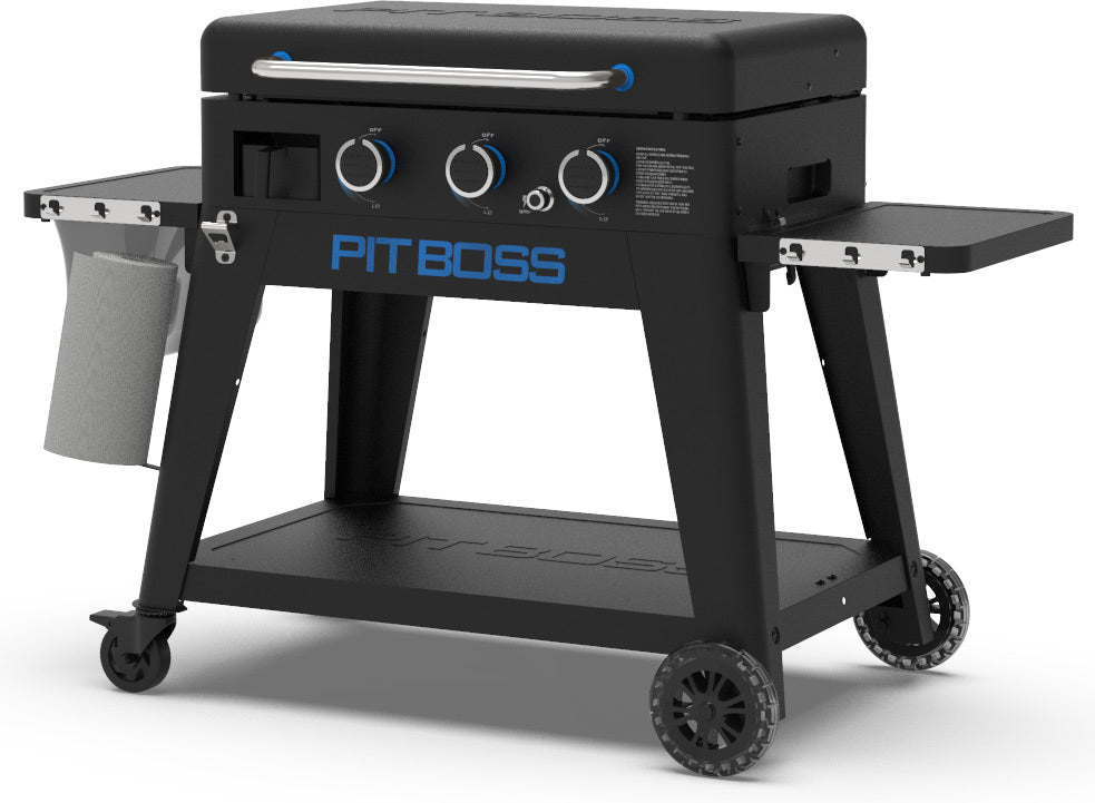 Plancha grill Ultimate 3-brenner med understell og trekk - Pit Boss sidebord med bestikkholder