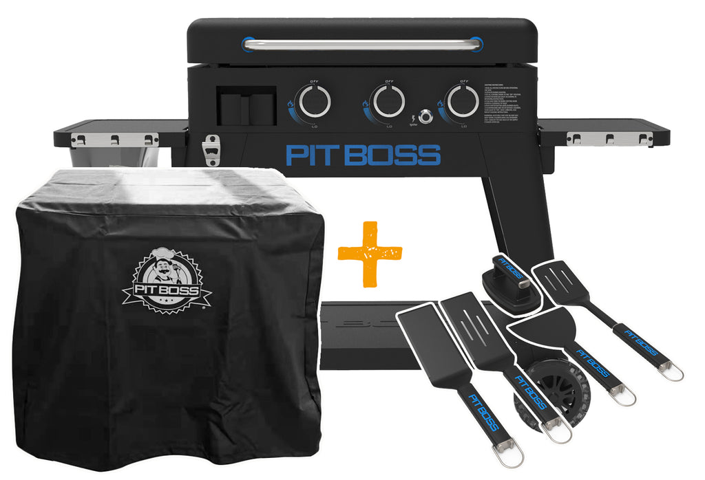 Plancha grill Ultimate 3-brenner med stativ og grillsett - Pit Boss forfra
