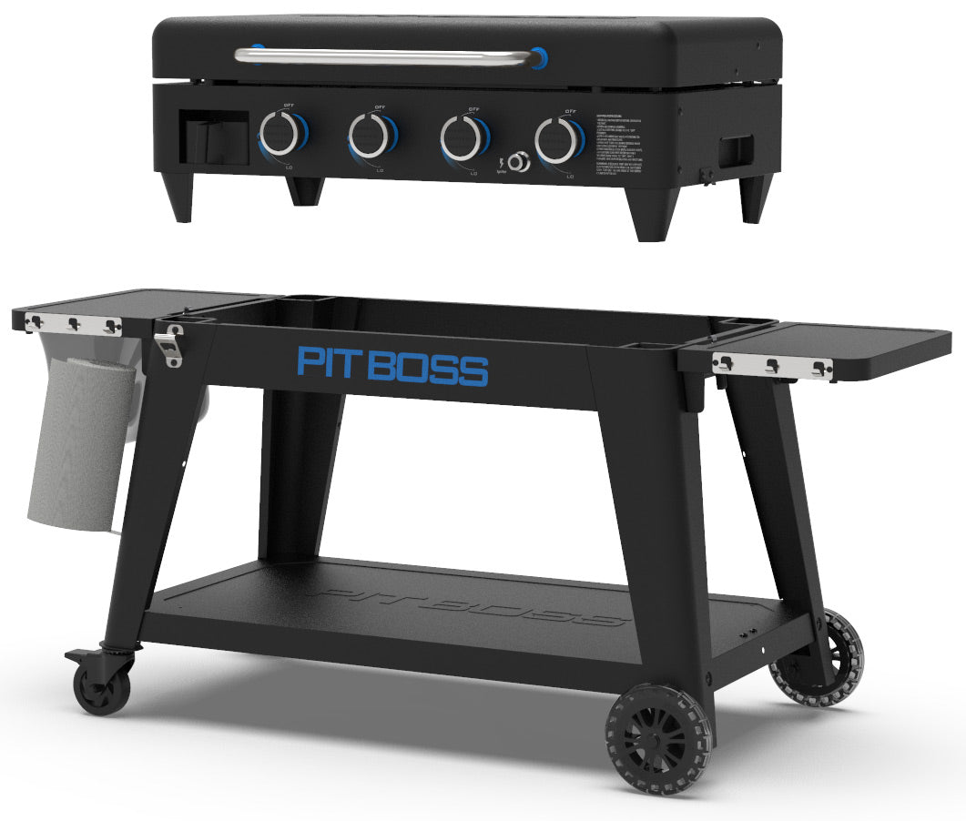 Plancha grill Ultimate 4-brenner med stativ og grillsett - Pit Boss sidebord og bestikkholder