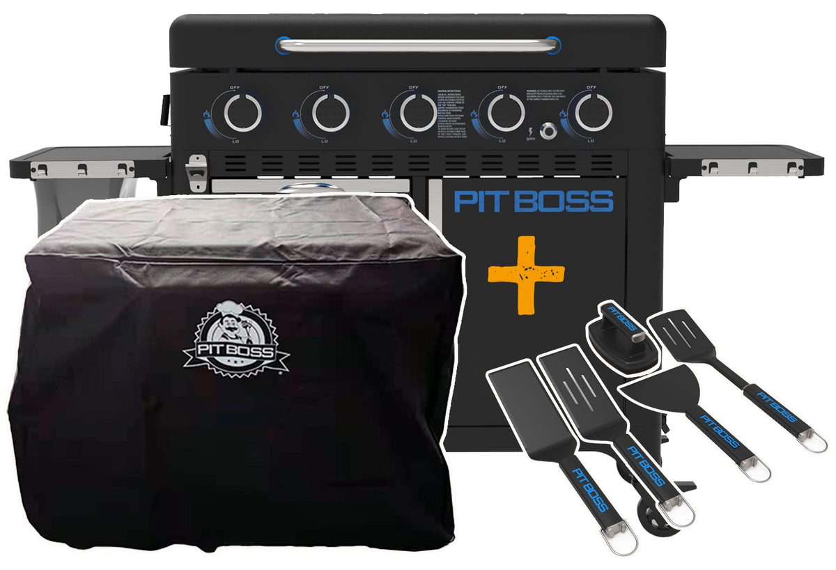 Plancha grill Ultimate 5-brenner med grillsett og trekk - Pit Boss forfra