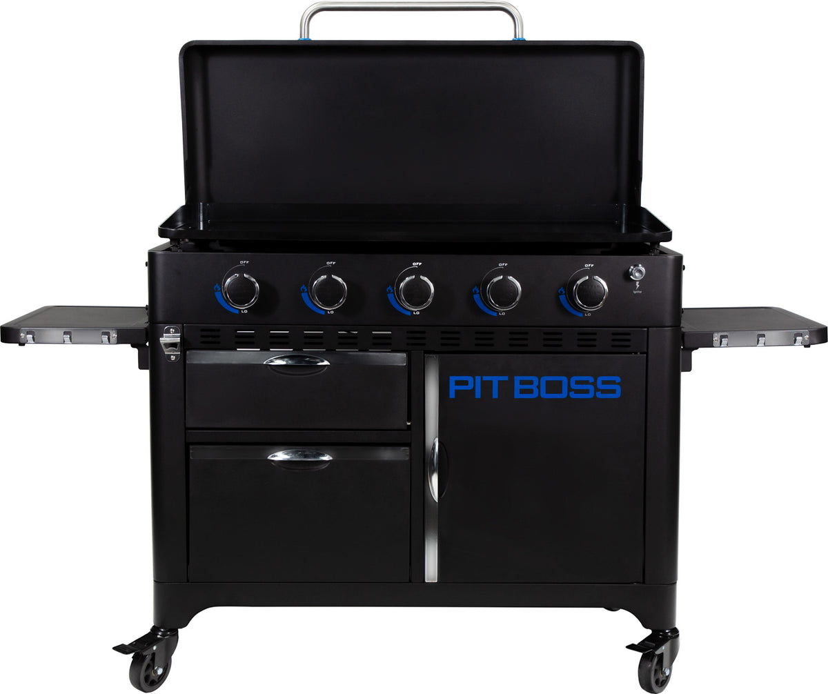 Plancha grill Ultimate 5-brenner med grillsett og trekk - Pit Boss sidebord med grillsett