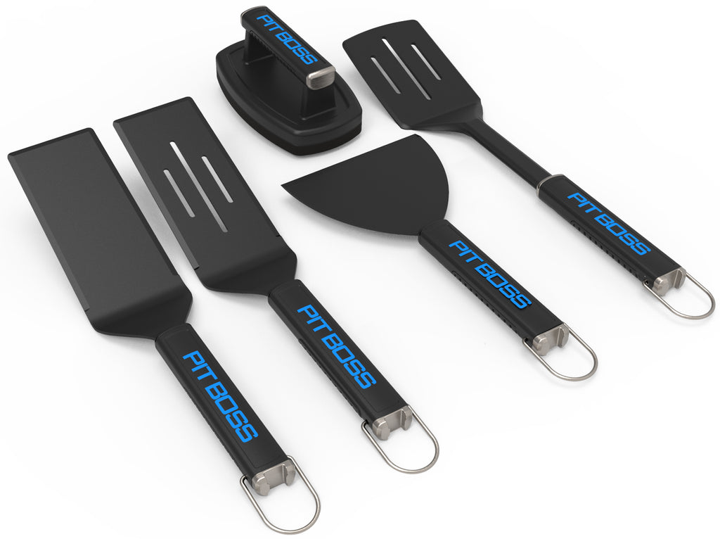 Plancha grill Ultimate 5-brenner med grillsett og trekk - Pit Boss sammenklappede sidebord