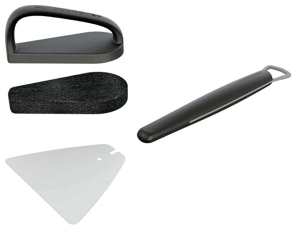 Plancha rengjøringssett rustfritt stål Outdoorchef bakside