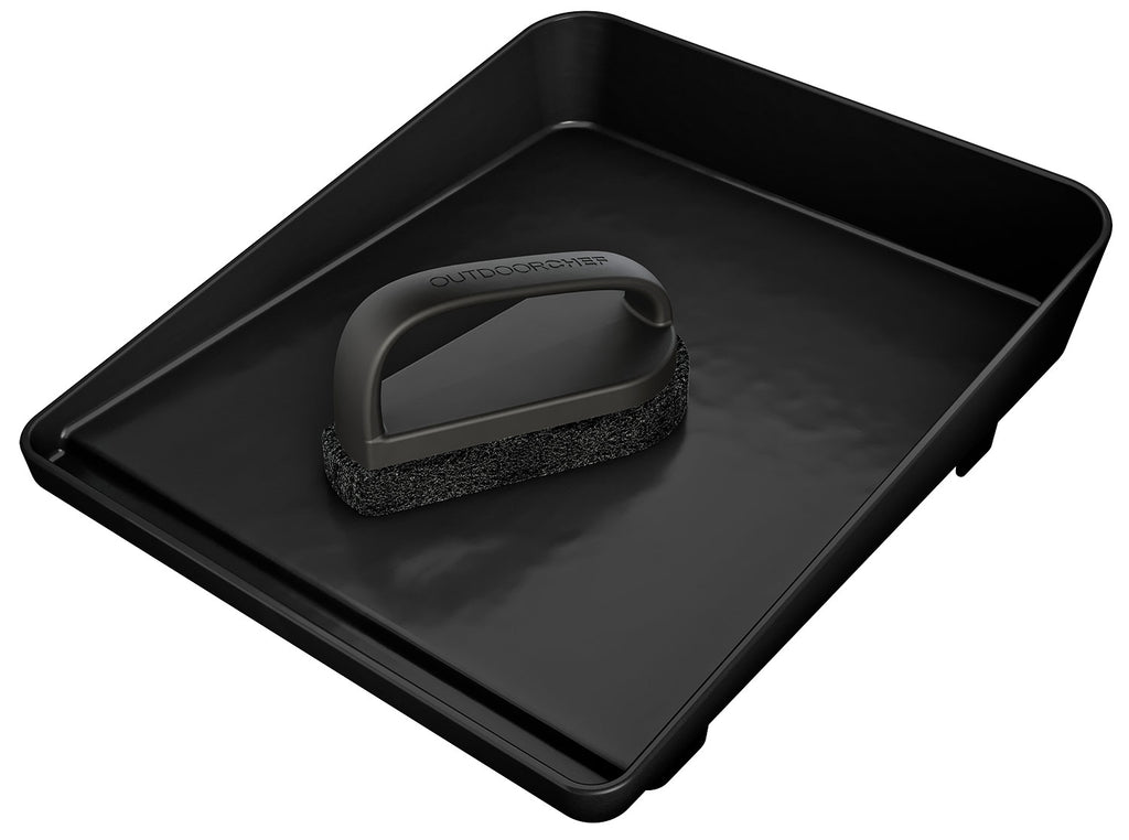 Plancha rengjøringssett rustfritt stål Outdoorchef montert ved grill