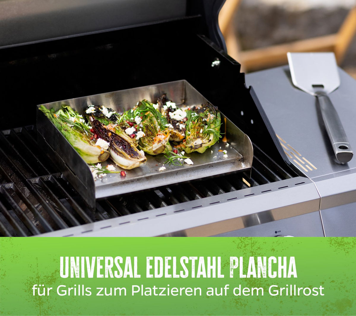 Detalj av Plancha rustfritt stål 32 x 28 cm grillplate