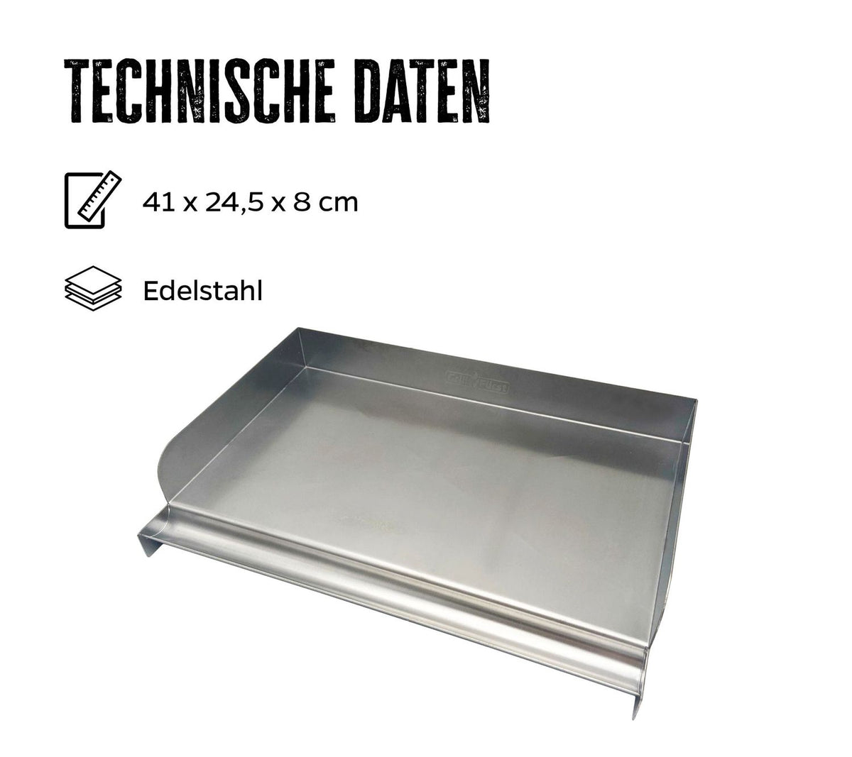 Plancha rustfritt stål M 41 x 28 cm grillplate bakside