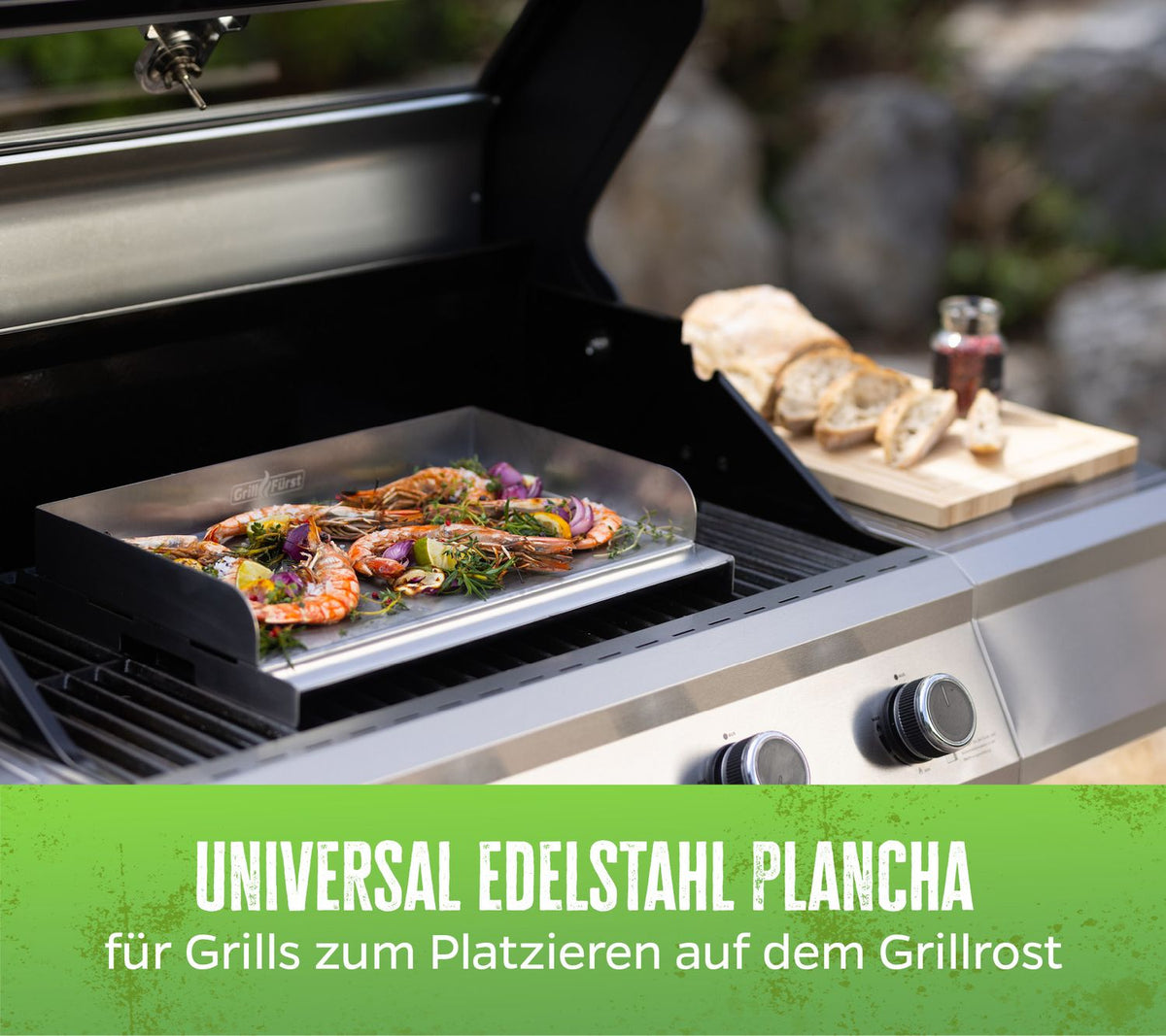 Detalj av Plancha rustfritt stål M 41 x 28 cm grillplate