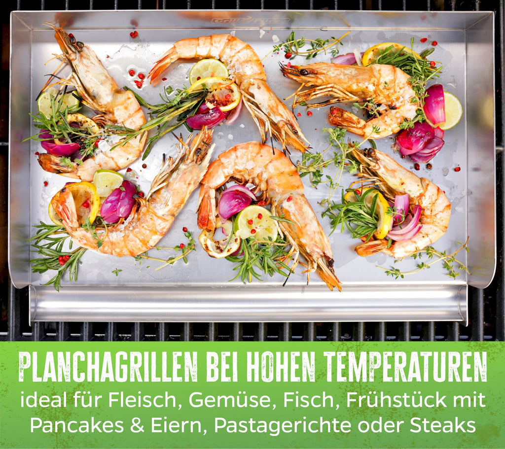 Nærbilde av Plancha rustfritt stål M 41 x 28 cm grillplate