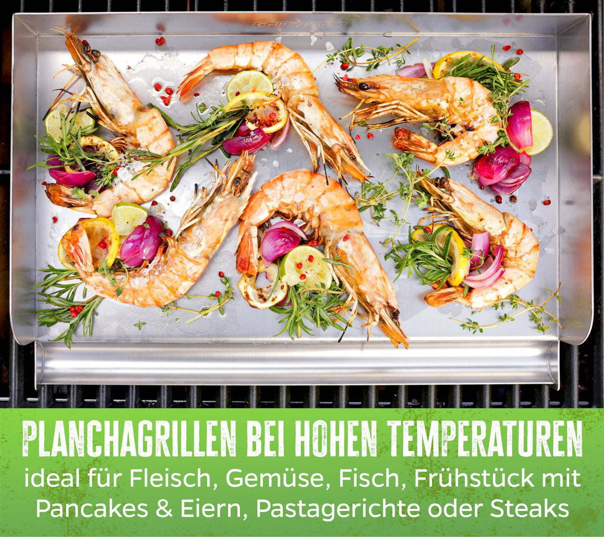 Nærbilde av Plancha rustfritt stål M 41 x 28 cm grillplate