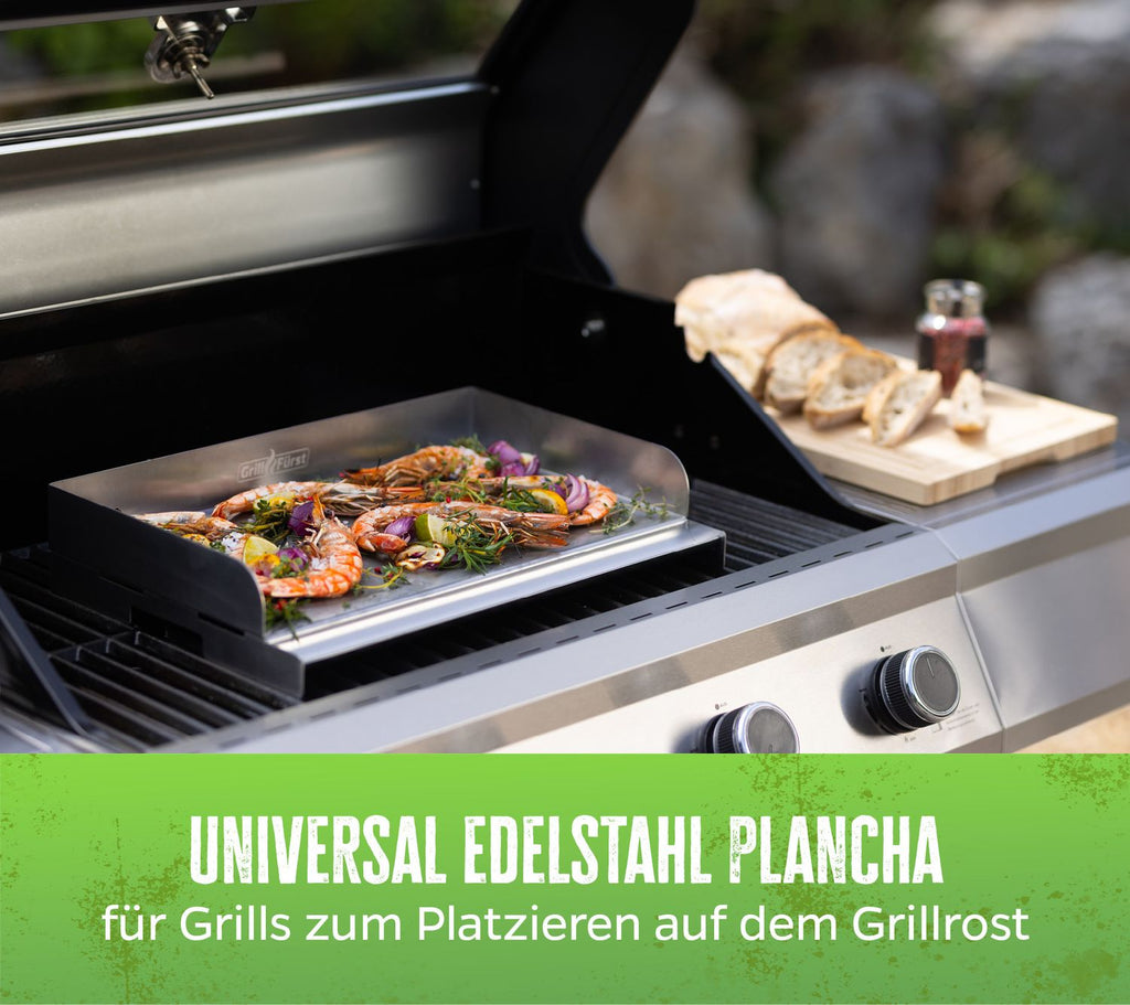 Detalj av Plancha rustfritt stål XL 50 x 28 cm grillplate