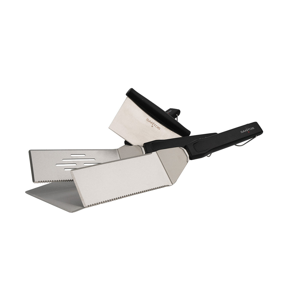 Plancha-spadesett 4-delt rustfritt stål - SANTOS med grillmat