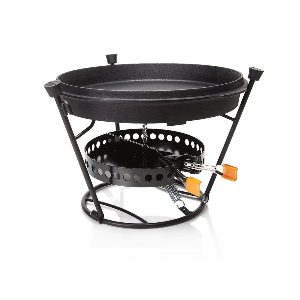 Detalj av Pro-ft sett 3-delt lokkeholder kullskål grillrist - Petromax