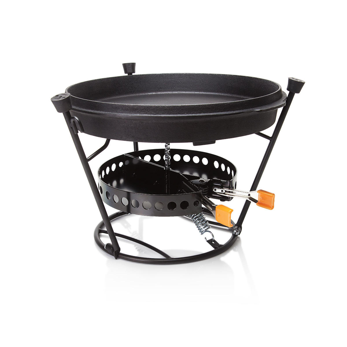 Detalj av Pro-ft sett 3-delt lokkeholder kullskål grillrist - Petromax