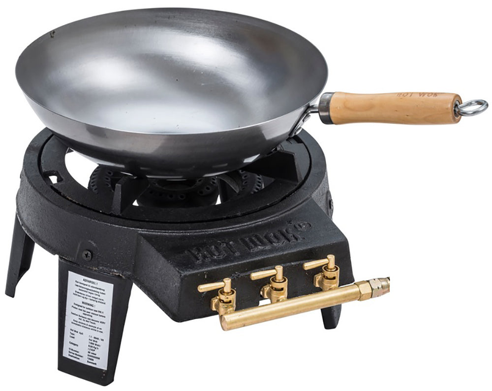 Pro wokbrenner gass 12 kW med karbonstål-wok forfra
