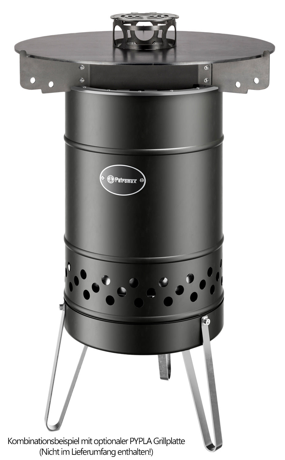 Nærbilde av Pyron ildtønne Black Edition rustfritt stål 44,5 cm montert
