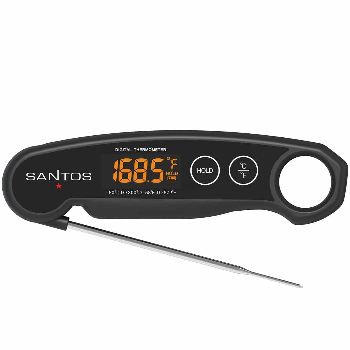 Rapid-Read BBQ-termometer digitalt med LED - SANTOS bakside med magnet
