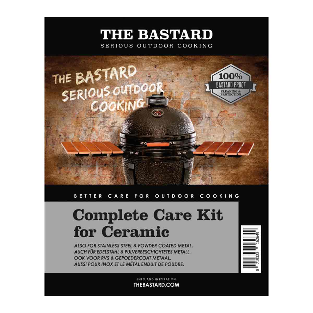 Rengjoringssett for keramisk grill 2x 500 ml - The Bastard forfra
