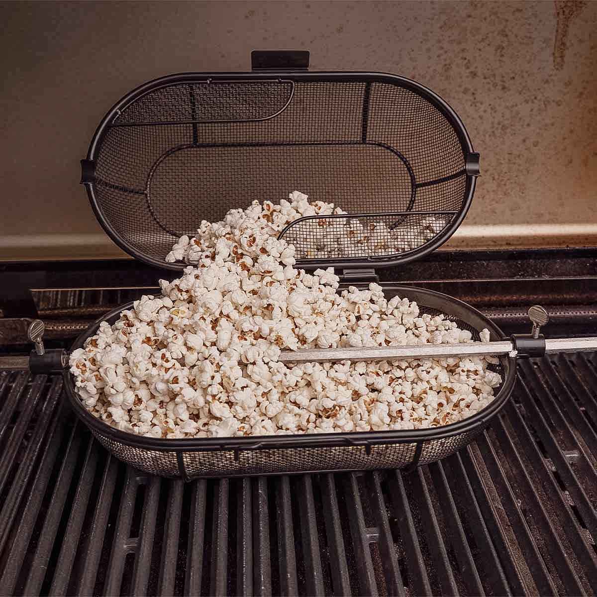 Rotisserie grillkurv rund for dreiespidd - SANTOS på grill med mat