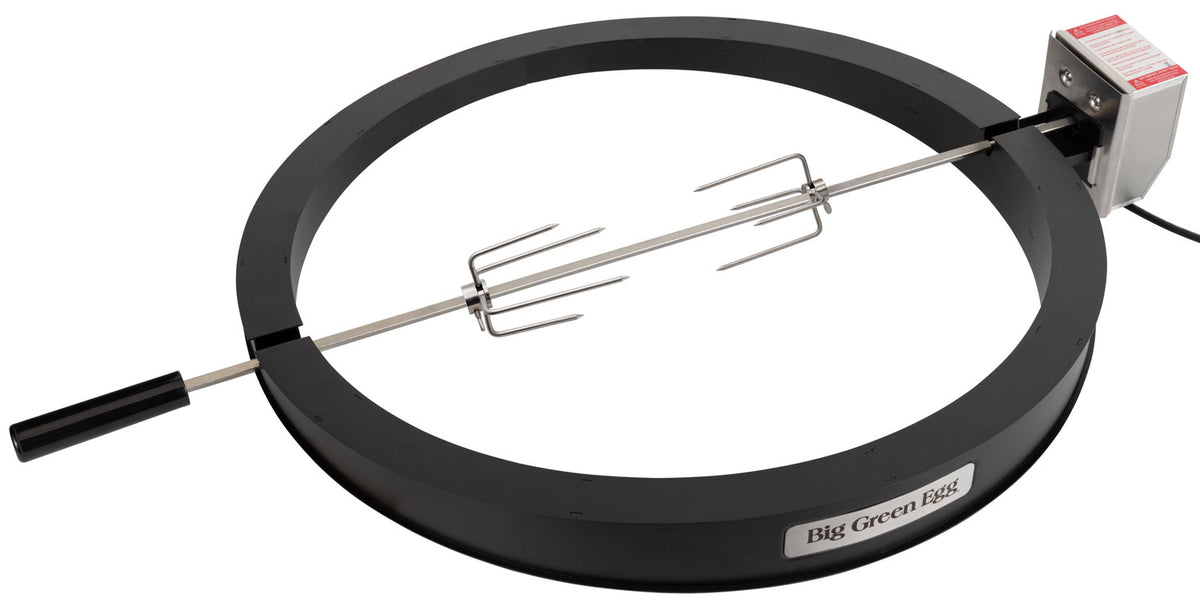 Rotisserie med motor for XLarge keramisk grill - Big Green Egg forfra