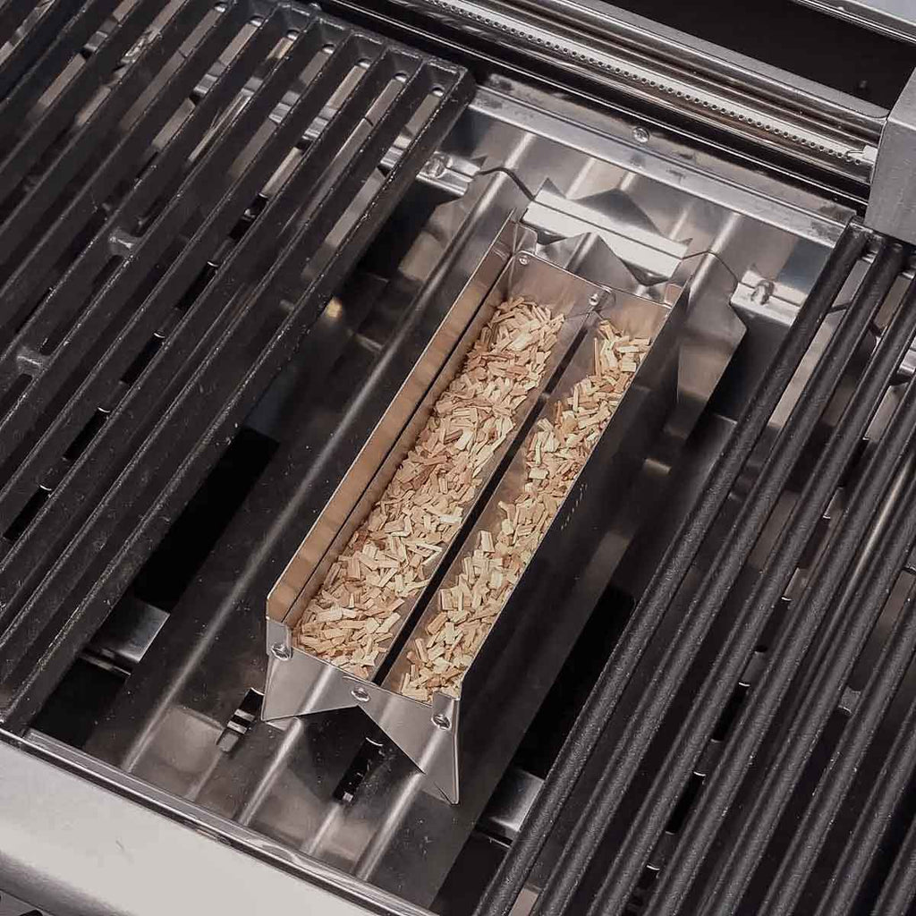 Røykboks for gassgrill 25x8,6 cm rustfritt stål - SANTOS bakside
