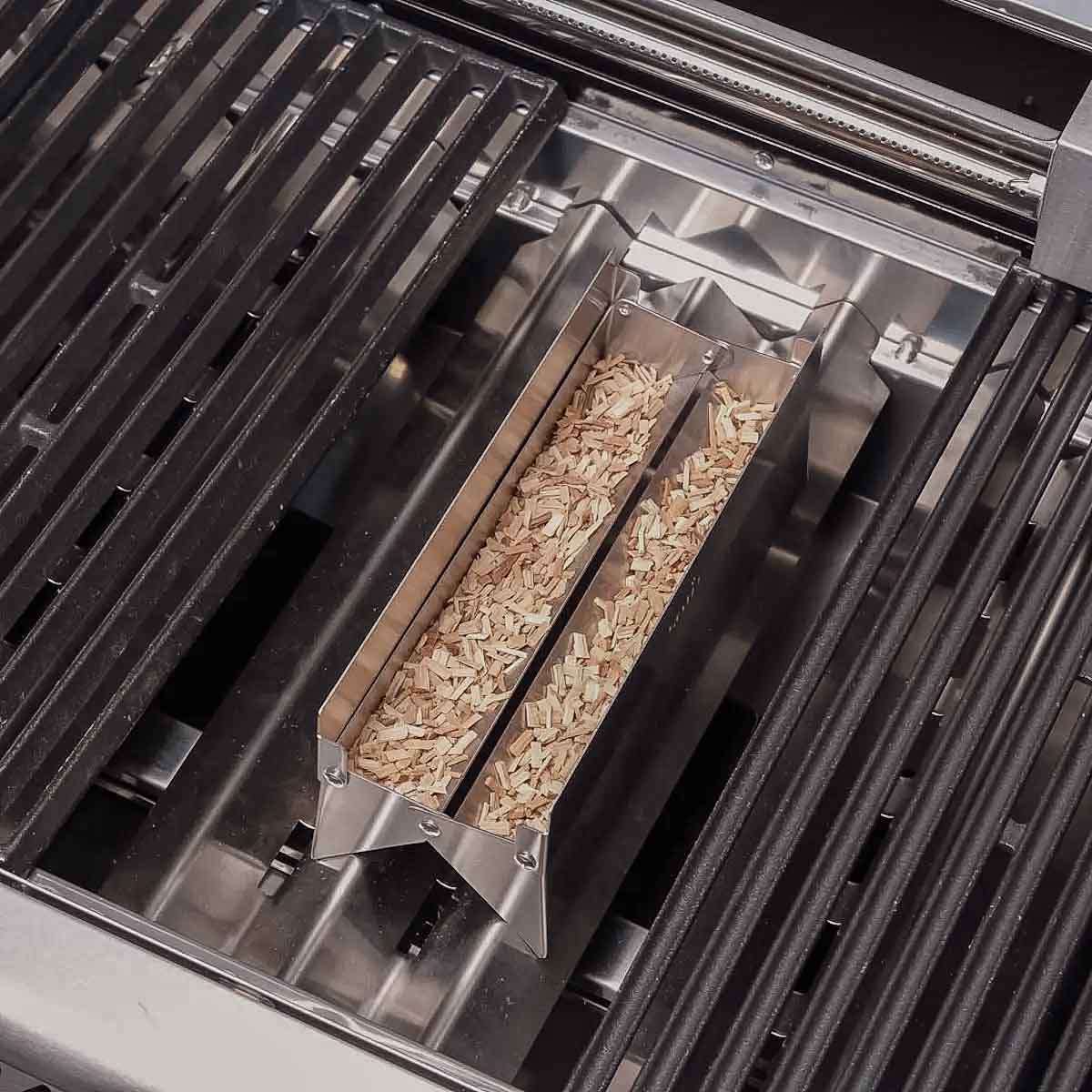Røykboks for gassgrill 25x8,6 cm rustfritt stål - SANTOS bakside