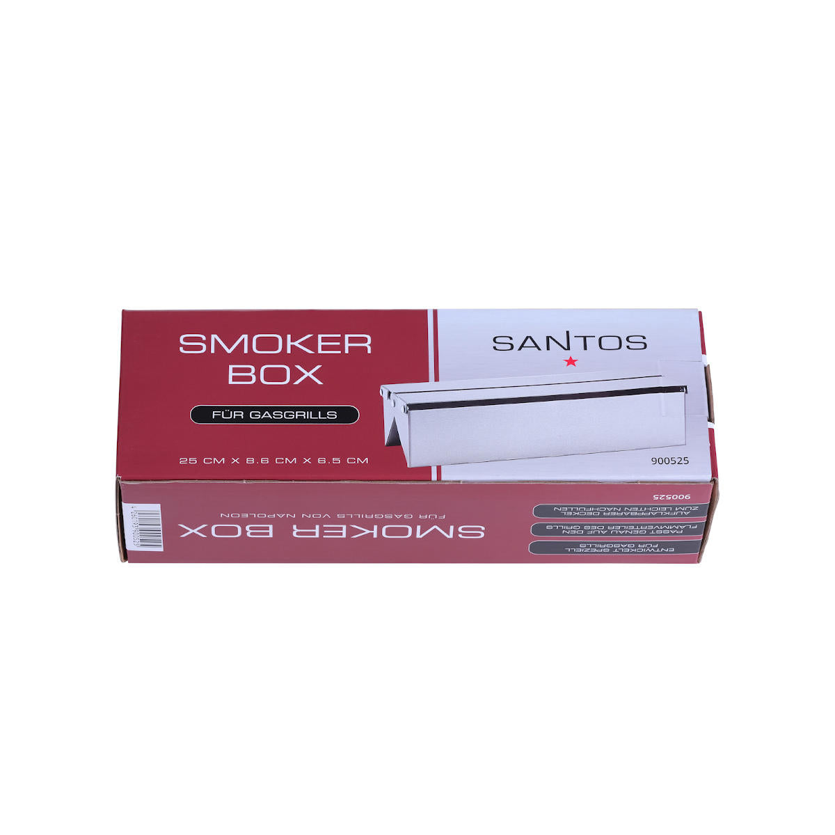 Nærbilde av lokk på røykboks for gassgrill 25x8,6 cm rustfritt stål - SANTOS