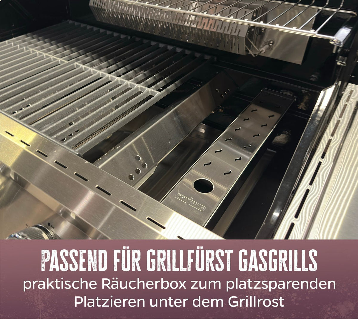 Detalj av Røykboks rustfritt stål for gassgrill fra G210 - Grillfürst