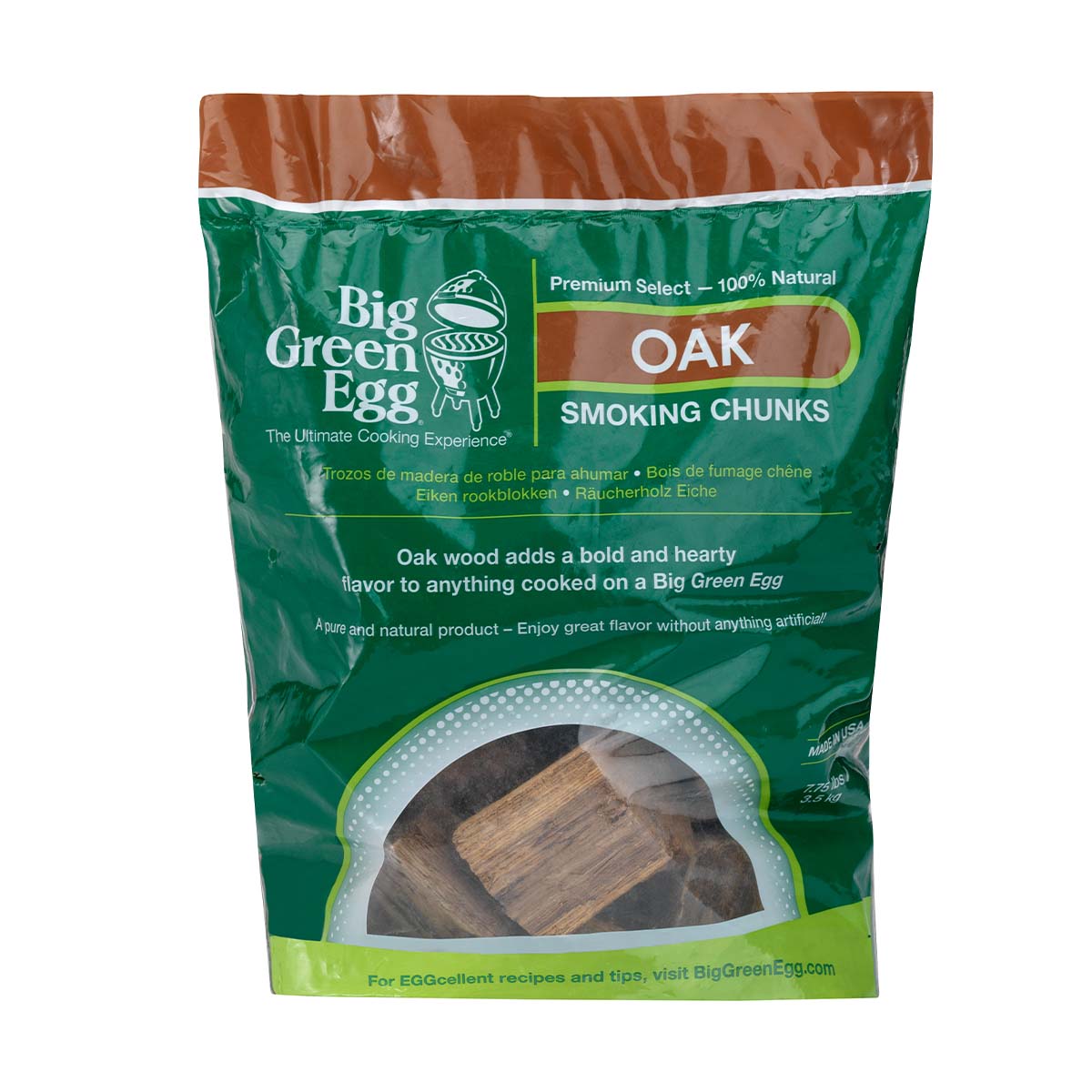Røykchunks eik - Big Green Egg forfra