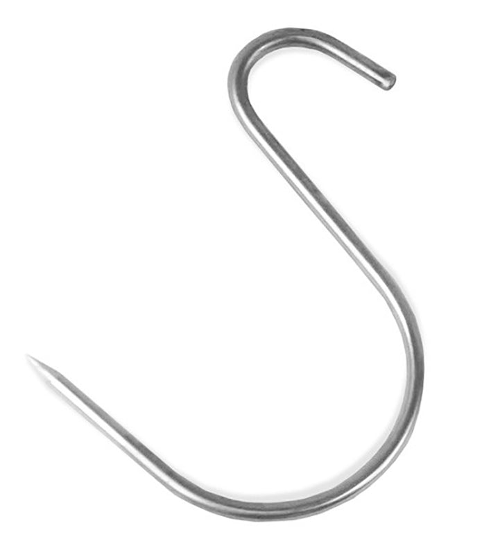 Røykekroker S-kroker asymmetriske rustfritt stål 5-pk - Borniak forfra