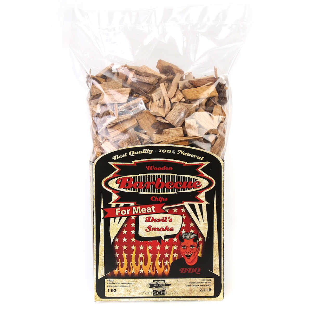 Røykflis Devil's Smoke spesialblanding for kjøtt 1 kg Axtschlag forfra