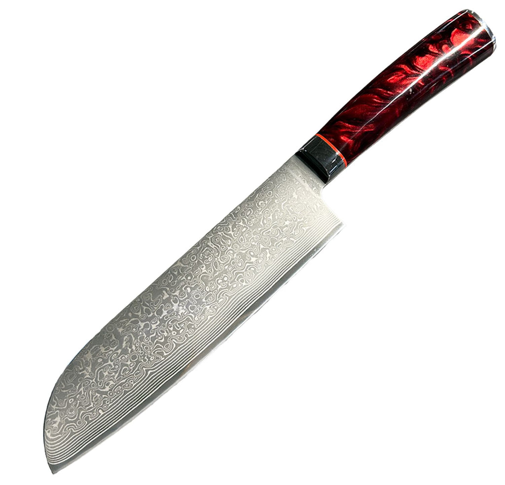 Santokukniv i damaskusstål 18 cm - Grillfürst forfra