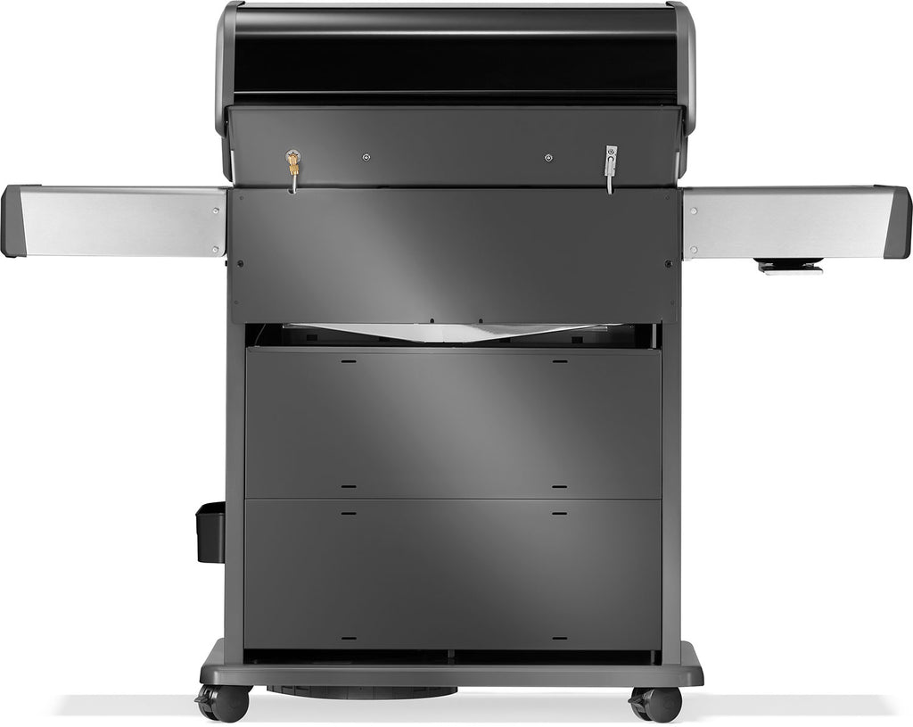Sidebilde av Gassgrill Rogue PRO-S 525 støpejernsrist Sizzle Zone med foldet sideramme