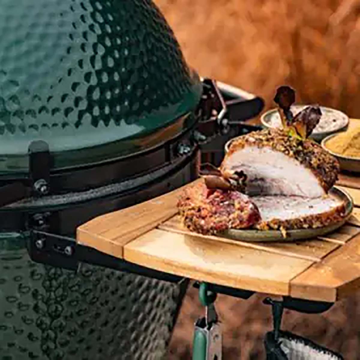 Sidebord i akasietre for MiniMax - Big Green Egg bakside