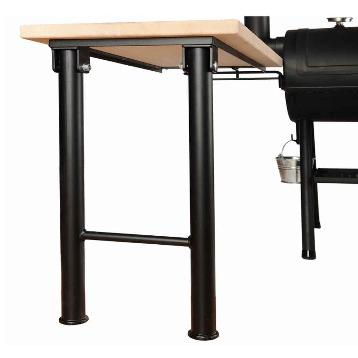 Sidebord med massiv treplate liten for smoker - JOE's Barbeque sett forfra