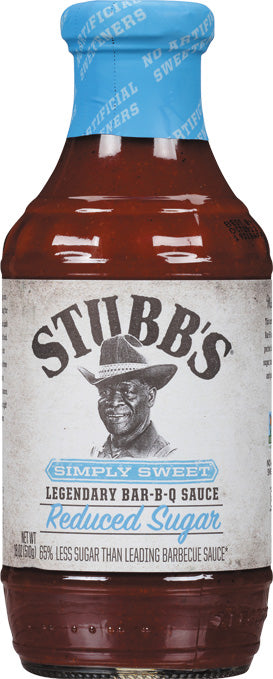 Simply Sweet Reduced Sugar Bar-B-Q Sauce 450 ml - Stubbs flaske forfra