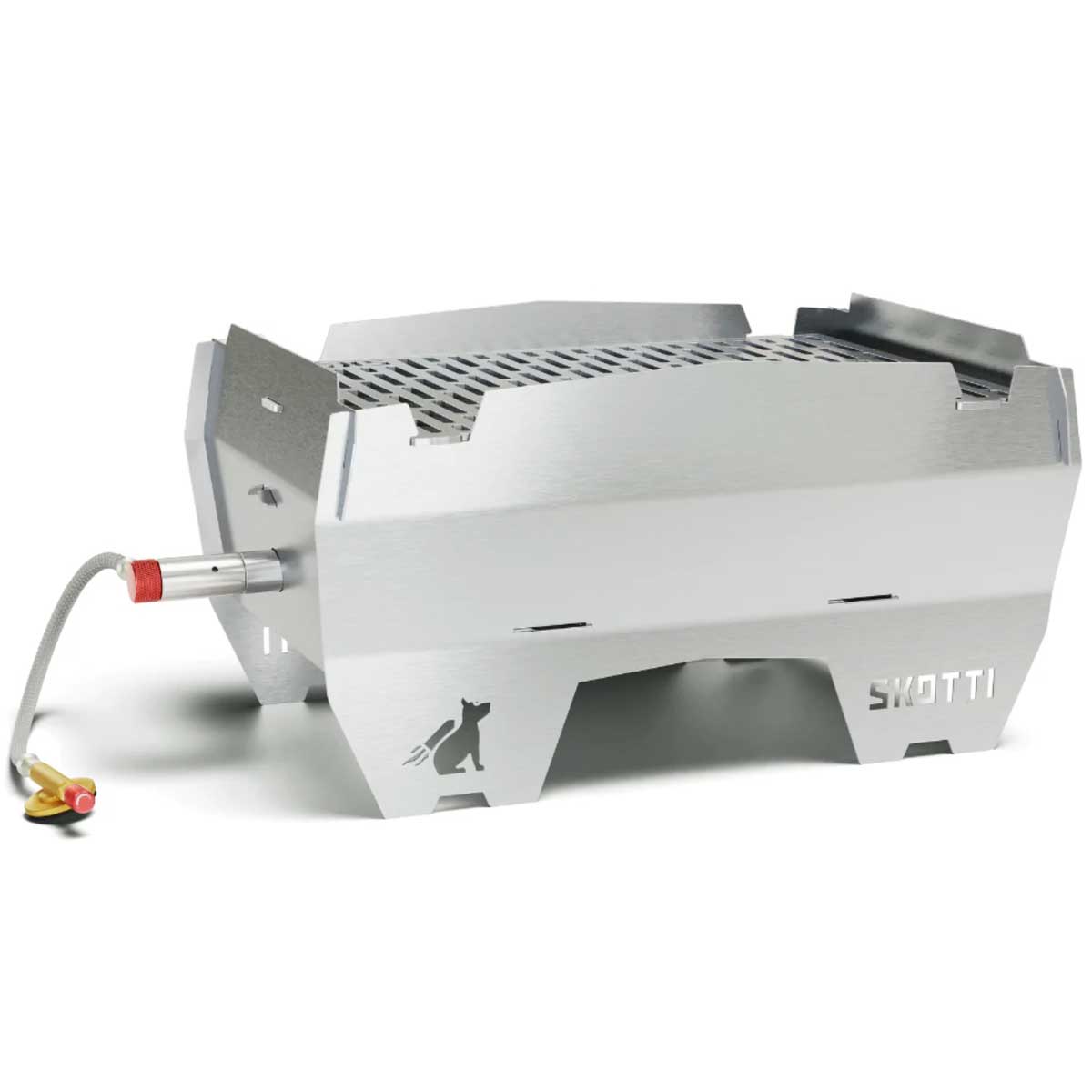 Skotti 2.0 portabel gassgrill rustfritt stål 1 brenner forfra