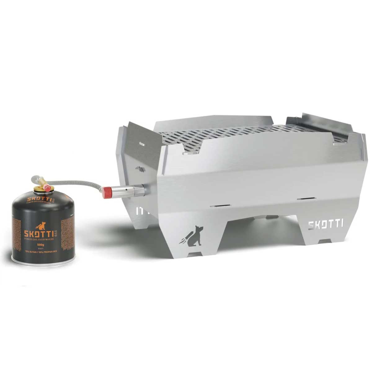 Skotti 2.0 portabel gassgrill rustfritt stål 1 brenner bakside