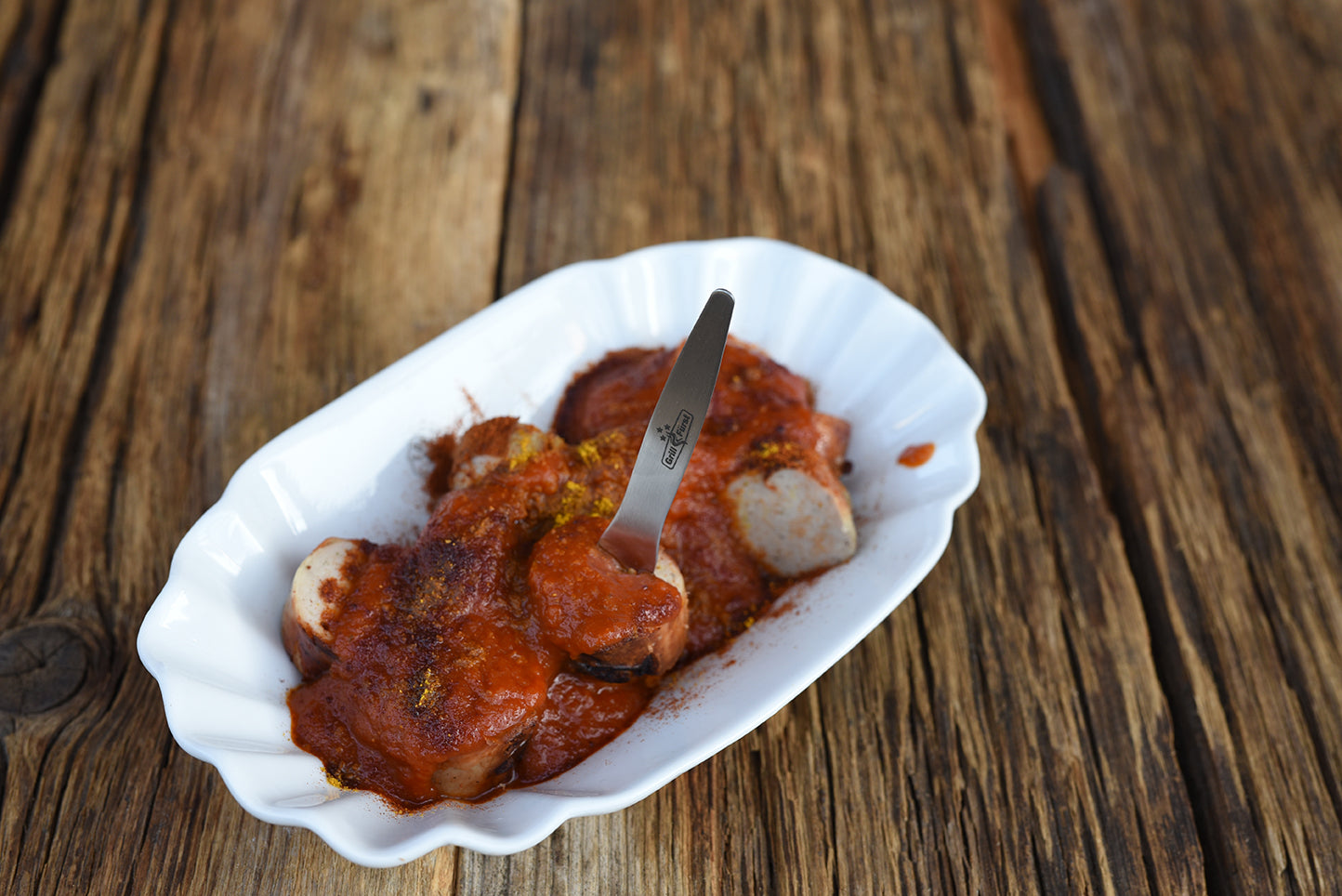 Smaksgaffel rustfritt stål med etui 8,5 cm bakside