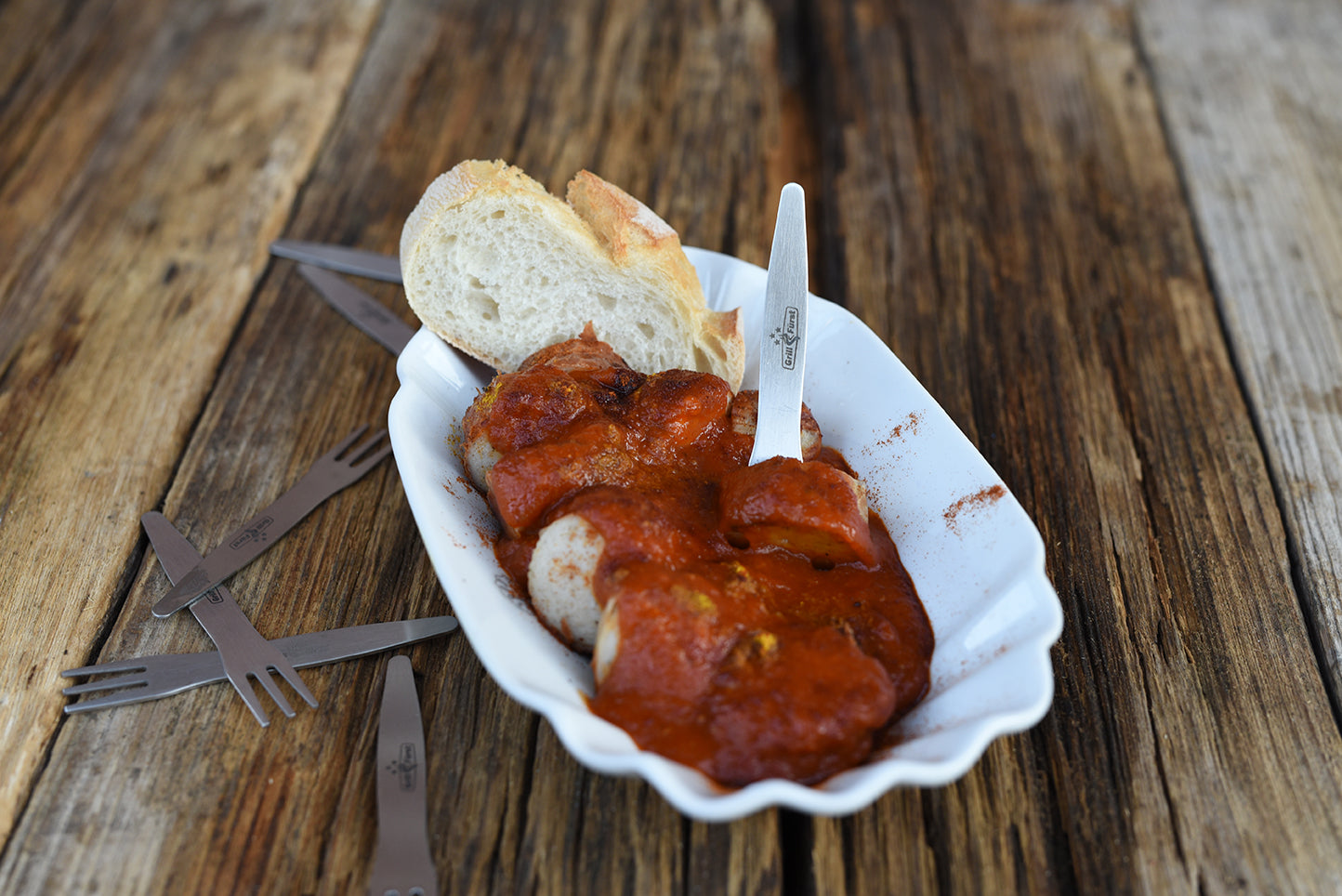 Smaksgaffel rustfritt stål med etui 8,5 cm detalj