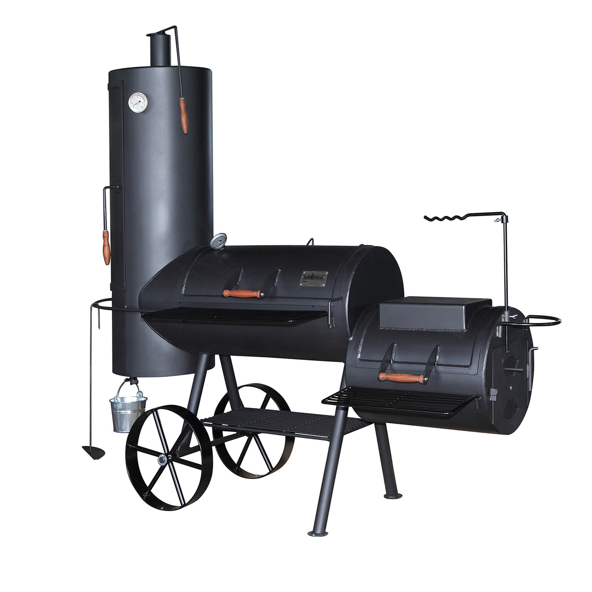 Smoker ST18 18" med røyketårn rustfritt stål rist bakside