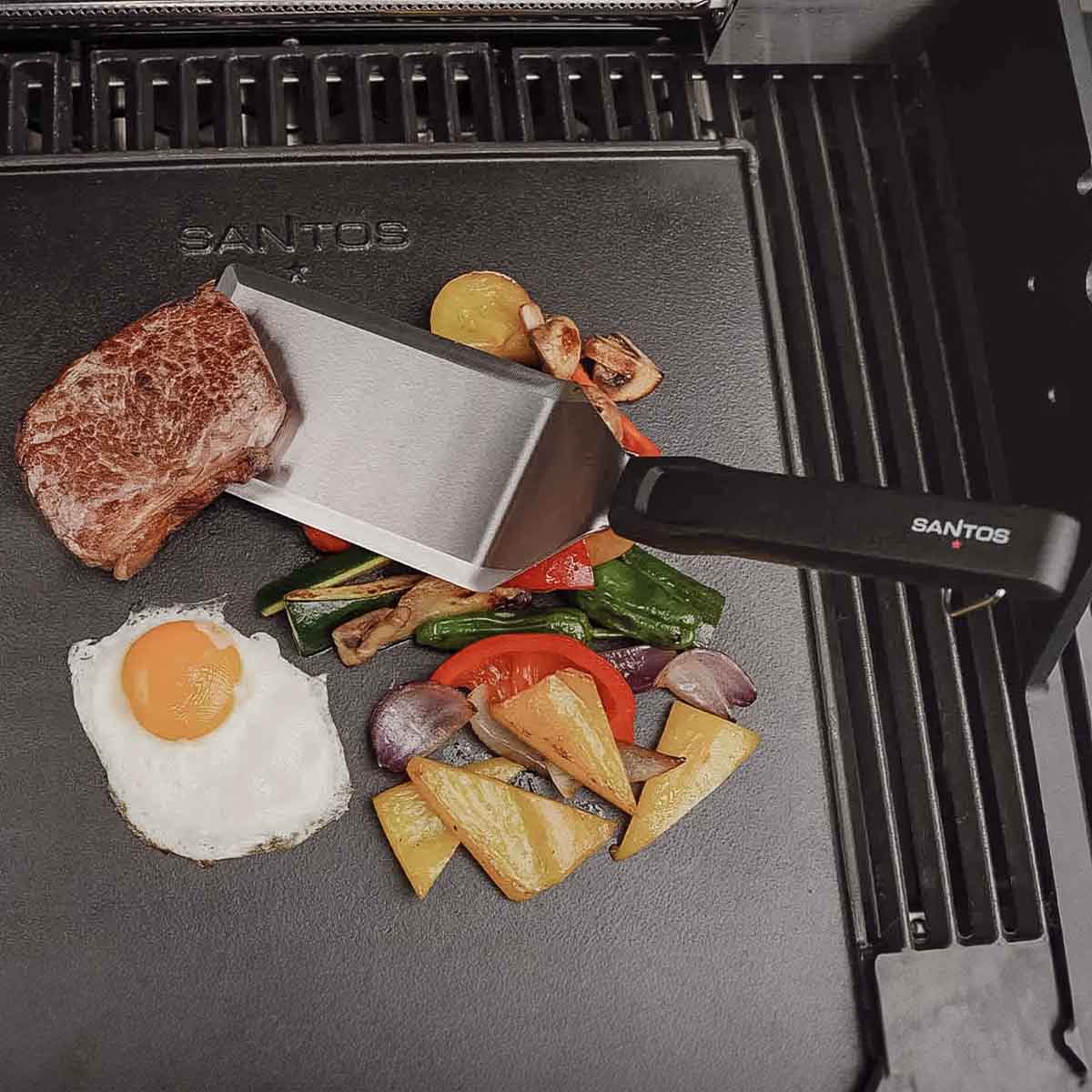 Spatelsett 2-delt rustfritt stål for grillplate - SANTOS bakside