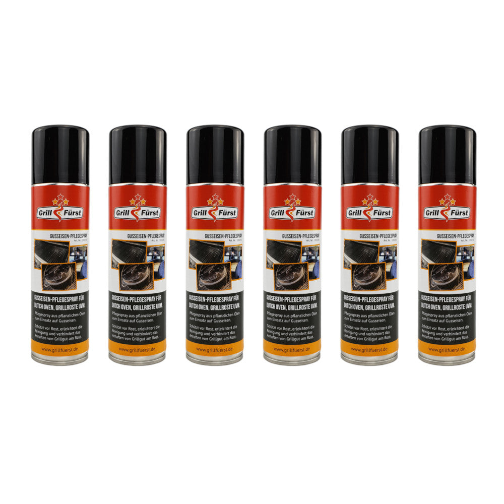 Støpejern pleiespray 6x 200 ml planteolje for gusseisengrill forfra