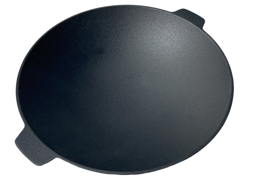 Støpejern wok XL med 2 håndtak 38 cm med pleiesett bakside