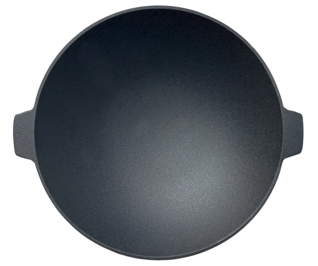 Støpejern wok XL med 2 håndtak 38 cm med pleiesett med tilbehør